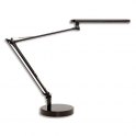 UNILUX Lampe à Led Mamboled noire en ABS et alu - Bras 2 x 32 cm, Tête 28,5 x 4,5 cm Socle D16 x H2,5 cm 