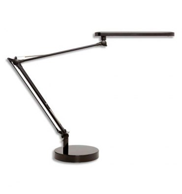UNILUX Lampe à Led Mamboled noire en ABS et alu - Bras 2 x 32 cm, Tête 28,5 x 4,5 cm Socle D16 x H2,5 cm 