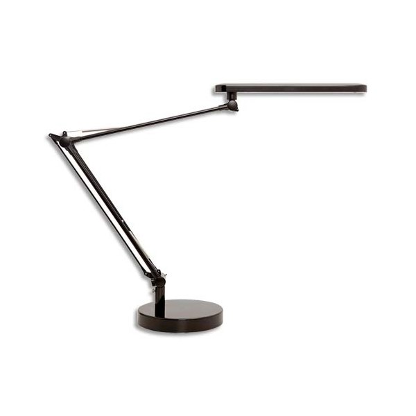 UNILUX Lampe à Led Mamboled noire en ABS et alu - Bras 2 x 32 cm, Tête 28,5 x 4,5 cm Socle D16 x H2,5 cm