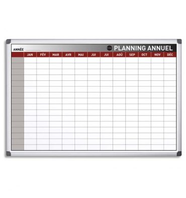 BI-OFFICE Planning annuel perpétuel magnétique - 90 x 60 cm blanc/gris