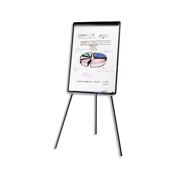 BI-OFFICE Chevalet de conférence mélaminé cadre PVC noir EURO avec porte-marqueurs et barrette pivotante