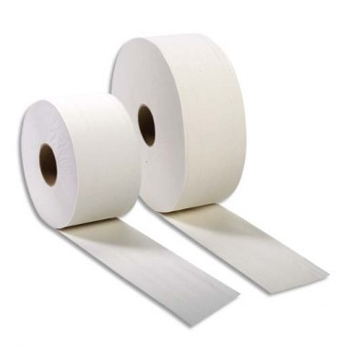 HYGIENE Lot de 6 Bobines de papier toilette 2 plis blanc Longueur 320 mètres x diamètre 26 cm, mandrin diamètre 6 cm