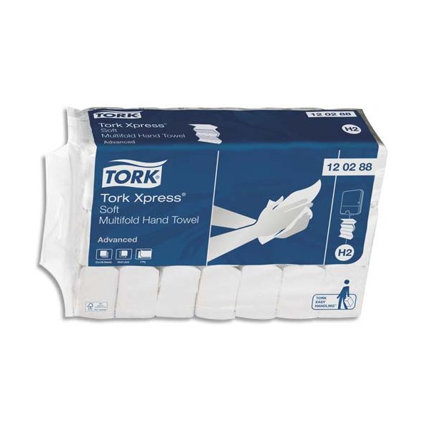 TORK Colis de 21 paquets d'Essuie-mains Advanced Soft 2 plis en M - 34 x 21 cm blanc