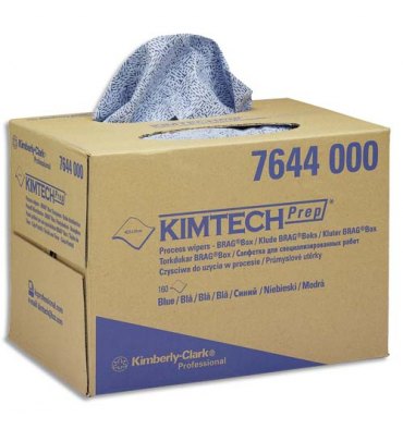 KIMTECH Boîte distributrice de 160 Chiffons Process Kimtech bleu, non pelucheux - 30,7 x 42,6 cm