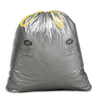 SAC POUBELLES Boîte de 200 Sacs-poubelle à lien coulissant gris déchets courants 110 litres 45 microns