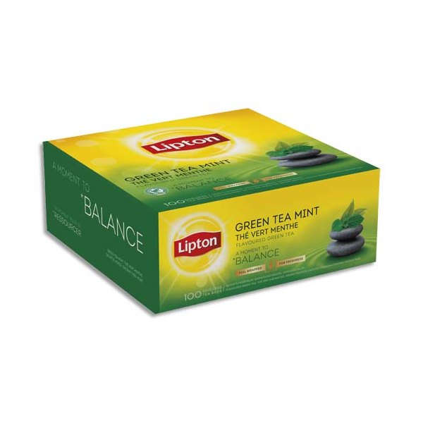 LIPTON Boîtede 100 sachets fraîcheur de thé menthe