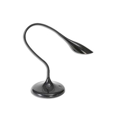 ALBA Lampe à Leds Arum en ABS noir - Tête 17 cm, 1 Bras flexible Longueur 49 cm et Socle diamètre 18 cm 