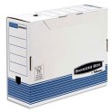 BANKERS BOX Boîte archives dos 10 cm SYSTEM, montage automatique, carton recyclé blanc/bleu 