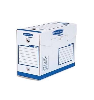 BANKERS BOX Boîtes archives dos de 20 cm HEAVY DUTY. Montage manuel, en carton blanc/bleu