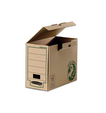 BANKERS BOX Boîte archives dos 20 cm EARTH SERIES. Montage manuel, carton recyclé kraft brun