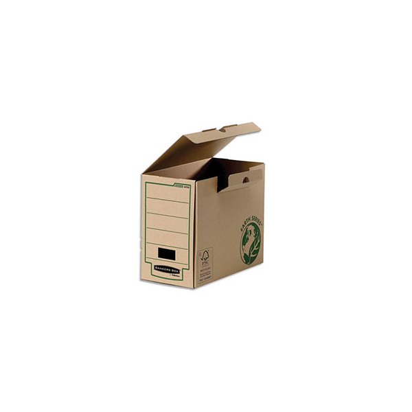 BANKERS BOX Boîte archives dos 20 cm EARTH SERIES. Montage manuel, carton recyclé kraft brun