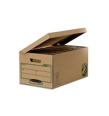 BANKERS BOX Conteneur EARTH SERIES à ouverture sur le dessus, 14 X 11 X 38 cm, carton recyclé kraft brun