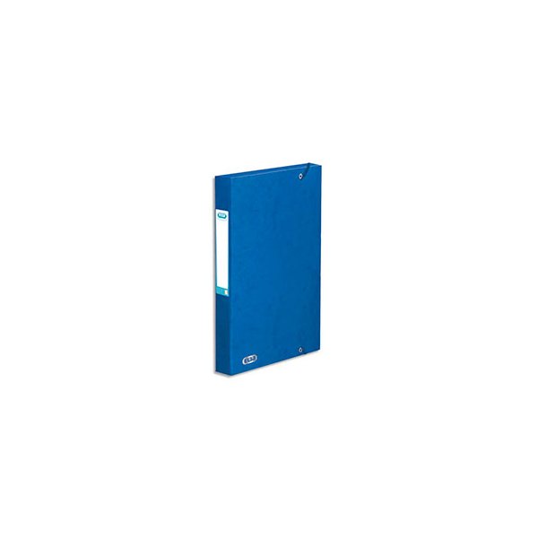 ELBA Boîte de classement BOSTON à élastiques en carte lustrée 7/10e, 600g. Dos 4 cm. Coloris bleu