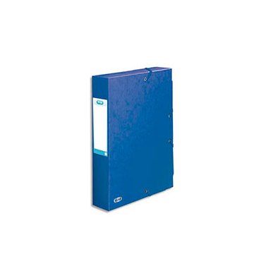 ELBA Boîte de classement BOSTON à élastiques en carte lustrée 7/10e, 600g. Dos 6 cm. Coloris bleu