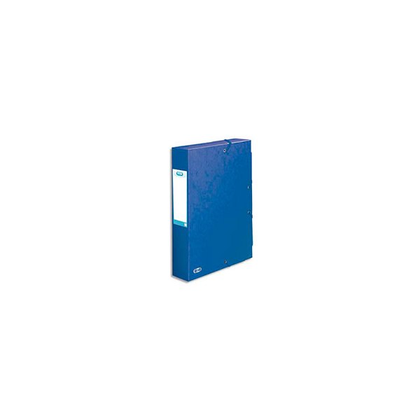 ELBA Boîte de classement BOSTON à élastiques en carte lustrée 7/10e, 600g. Dos 6 cm. Coloris bleu