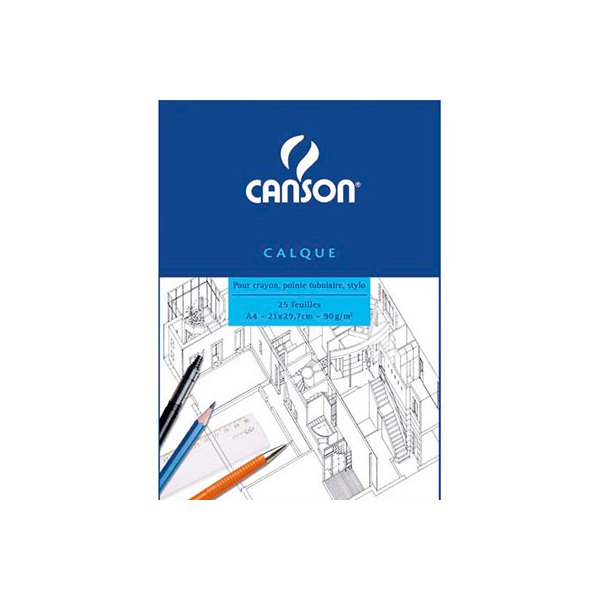 CANSON Bloc papier calque Satin 25 feuilles A4 90g