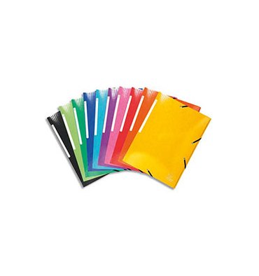 EXACOMPTA Chemises à 3 rabats à élastiques IDERAMA 600 g en carte pelliculée 7/10, format A4, coloris assortis 