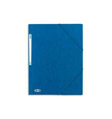 ELBA Chemise 3 rabats à élastique BOSTON en carte lustrée 5/10e, format A4, coloris bleu et noir