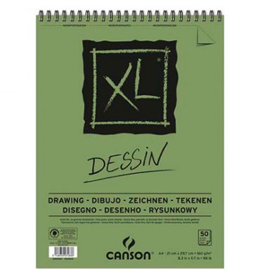  CANSON Album de 50 feuilles de papier dessins XL® Dessin spirale 160g A4