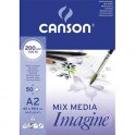 CANSON Bloc de 50 feuilles de papier dessin IMAGINE 200g A2 blanc 
