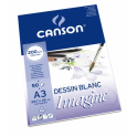 CANSON Bloc de 50 feuilles de papier dessin IMAGINE 200g A3 blanc 