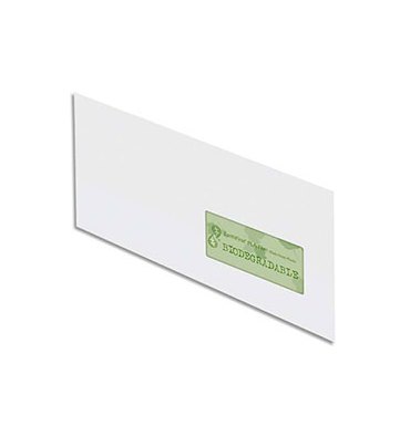  OXFORD Boîte de 500 enveloppes recyclées extra blanches 90g format DL 110 x 220 mm fenêtre 45 x 100 mm