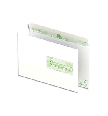 OXFORD Boîte de 500 enveloppes recyclées extra blanches 90g format C5 162 x 229 mm fenêtre 45x100 mm