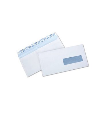 NEUTRE Boîte de 500 enveloppes auto-adhésives 80g DL 110 x 220 mm fenêtre 35 x 100 mm