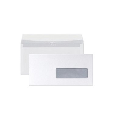 CLAIREFONTAINE Boîte de 250 enveloppes auto-adhésives 90g DL 110 x 220 mm fenêtre 45 x 100 mm