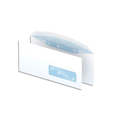 NEUTRE Boîte de 1000 enveloppes blanches gommées 80g mise sous pli automatique DL2 114 x 229 mm fenêtre 35x100 mm