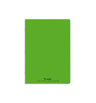CONQUERANT Cahier piqûre 96 pages 90g 5x5 24 x 32 cm. Couverture polypropylène vert