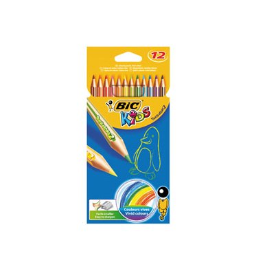 BIC KIDS Etui 12 crayons de couleur TROPICOLOR2 (version sans bois). Coloris assortis