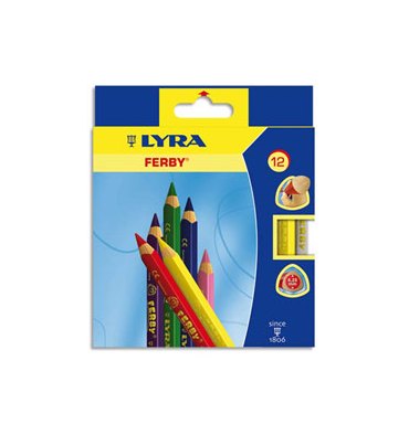 LYRA Etui de 12 crayons de couleur Ferby. Corps triangulaire mine 6,25 mm. Coloris assortis