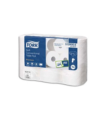 TORK Paquet de 6 rouleaux Papier toilette Traditionnel Premium doux 2 plis 150 feuilles Ecolabel