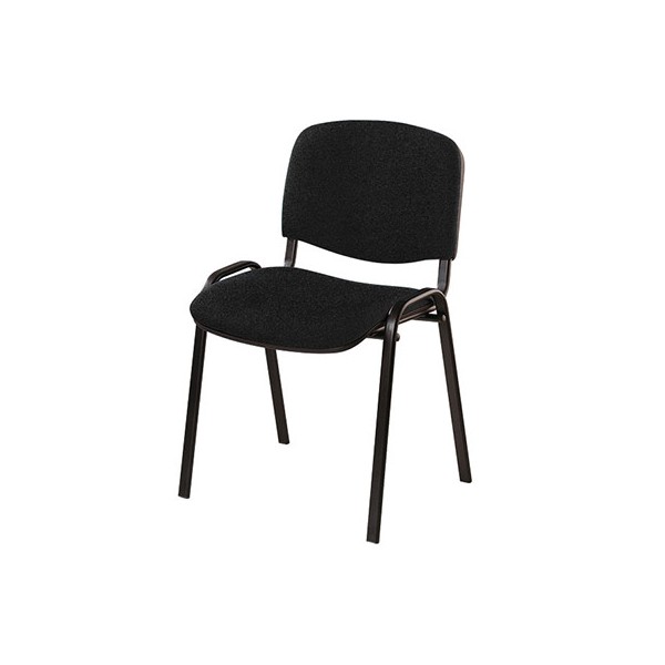 Chaise de conférence Iso Classic en tissu polyfibre noir, structure 4 pieds en métal époxy noir