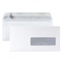PERGAMY Boîte de 500 enveloppes DL 110 x 220 mm blanc 75g à fenêtre 45 x 100 mm auto-adhésive
