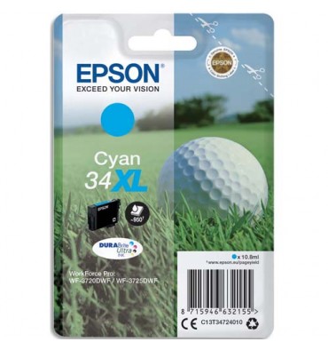 EPSON Cartouche "balle de golf" jet d'encre durabrite ultra cyan XL T3472