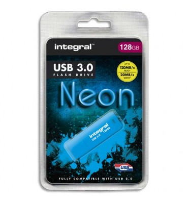 INTEGRAL Clé USB 3.0 Neon 128Go Bleue INFD128GBNEONB3.0 + redevance