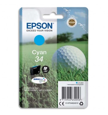EPSON Cartouche "balle de golf" jet d'encre durabrite ultra cyan T3462