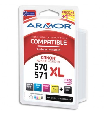 ARMOR Pack 5 cartouches Canon PGI-570 / CLI-571XL