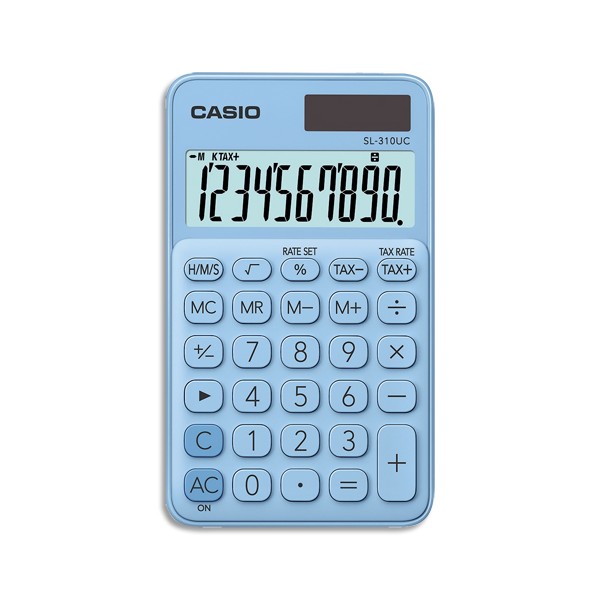 CASIO Calculatrice de poche à 10 chiffres SL-310UC-LB-S-EC, coloris bleu clair