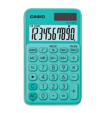 CASIO Calculatrice de poche à 10 chiffres SL-310UC-GN-S-EC, coloris vert