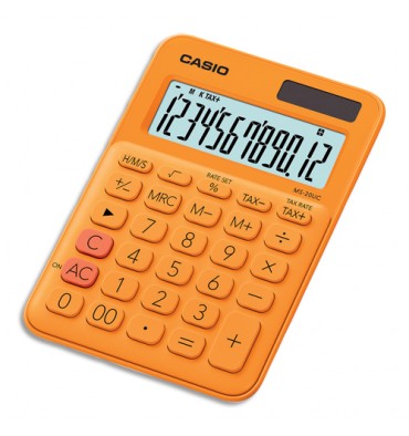 CASIO Calculatrice de bureau à 12 chiffres MS-20UC-RG-S-EC, coloris orange