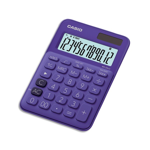 CASIO Calculatrice de bureau à 12 chiffres MS-20UC-PL-S-EC, coloris violet