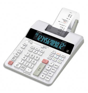 CASIO Calculatrice imprimante professionnelle à 12 chiffres FR-2650-RC, coloris blanc