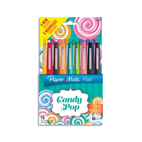 PAPERMATE Pochette 16 feutres FLAIR CANDY POP & TROPICAL assortis