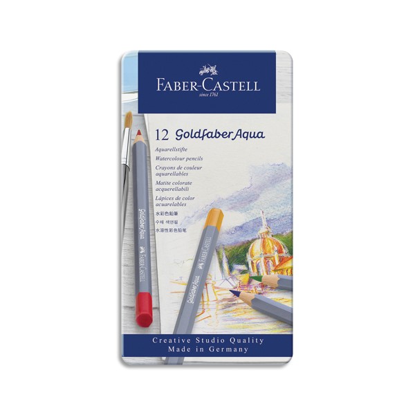 FABER CASTELL Etui de 12 crayons de couleur GOLDFABER aquarellables. Coloris assortis