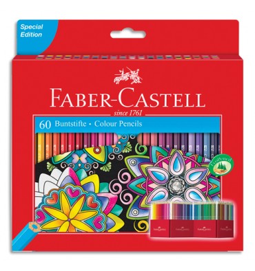 FABER CASTELL Etui 60 crayons de couleur CHÂTEAU. Coloris assortis