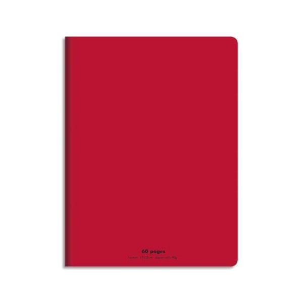 CONQUERANT Cahier piqûre 17x22cm 60 pages 90g, Séyès. Couverture polypropylène Rouge