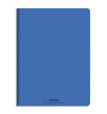 CONQUERANT Cahier piqûre 17x22cm 60 pages 90g, Séyès. Couverture polypropylène Bleu